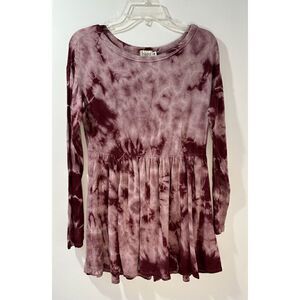 Baea Los Angeles women’s burgundy long sleeve tie dye dress size small.  #18-048